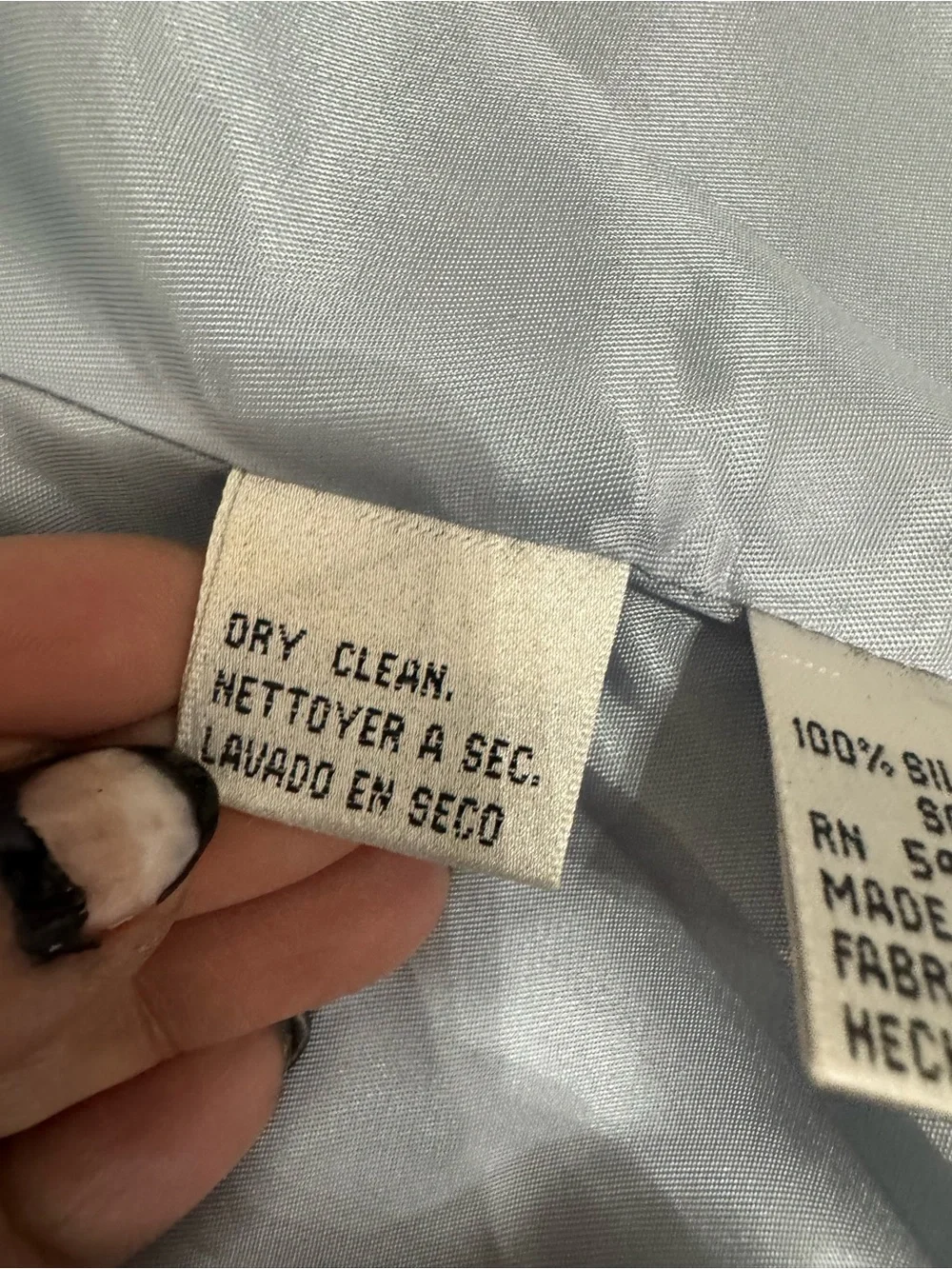 Vintage Christian Dior 100% Silk Blazer Size 16 Light Blue Made Korea